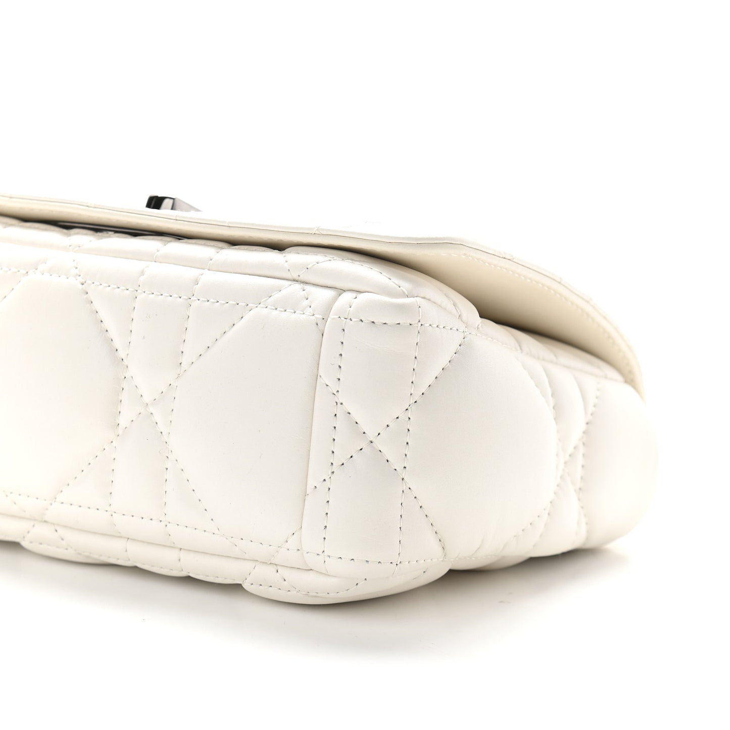 Lambskin Macrocannage Small Dior Caro Bag Ivory
