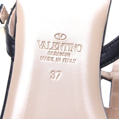 Valentino Garavani Calfskin Rockstud Ankle Wrap Flat Thong Sandals 37 Black 8 of 8
