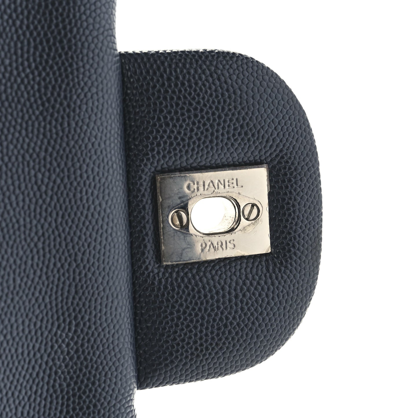 Caviar Quilted Jumbo Double Flap Navy Blue