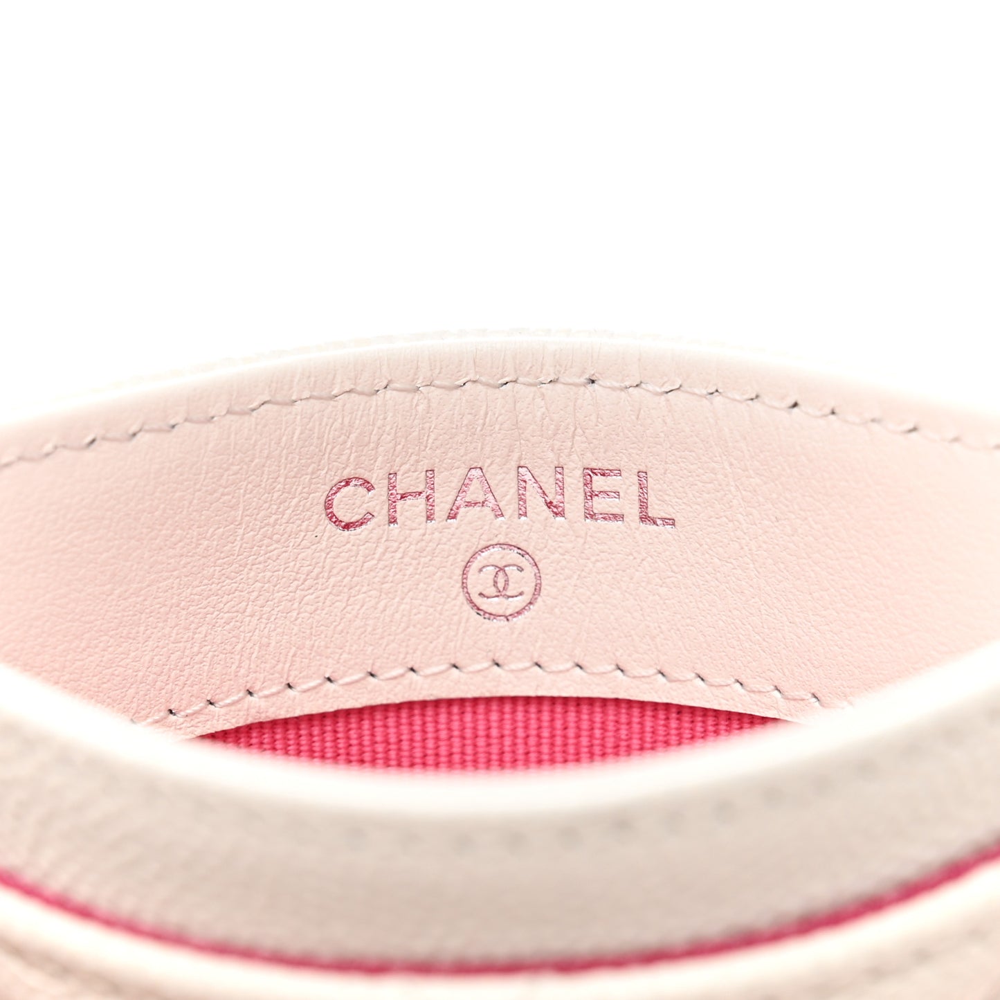 Caviar Quilted Chanel 19 Card Holder White Pink