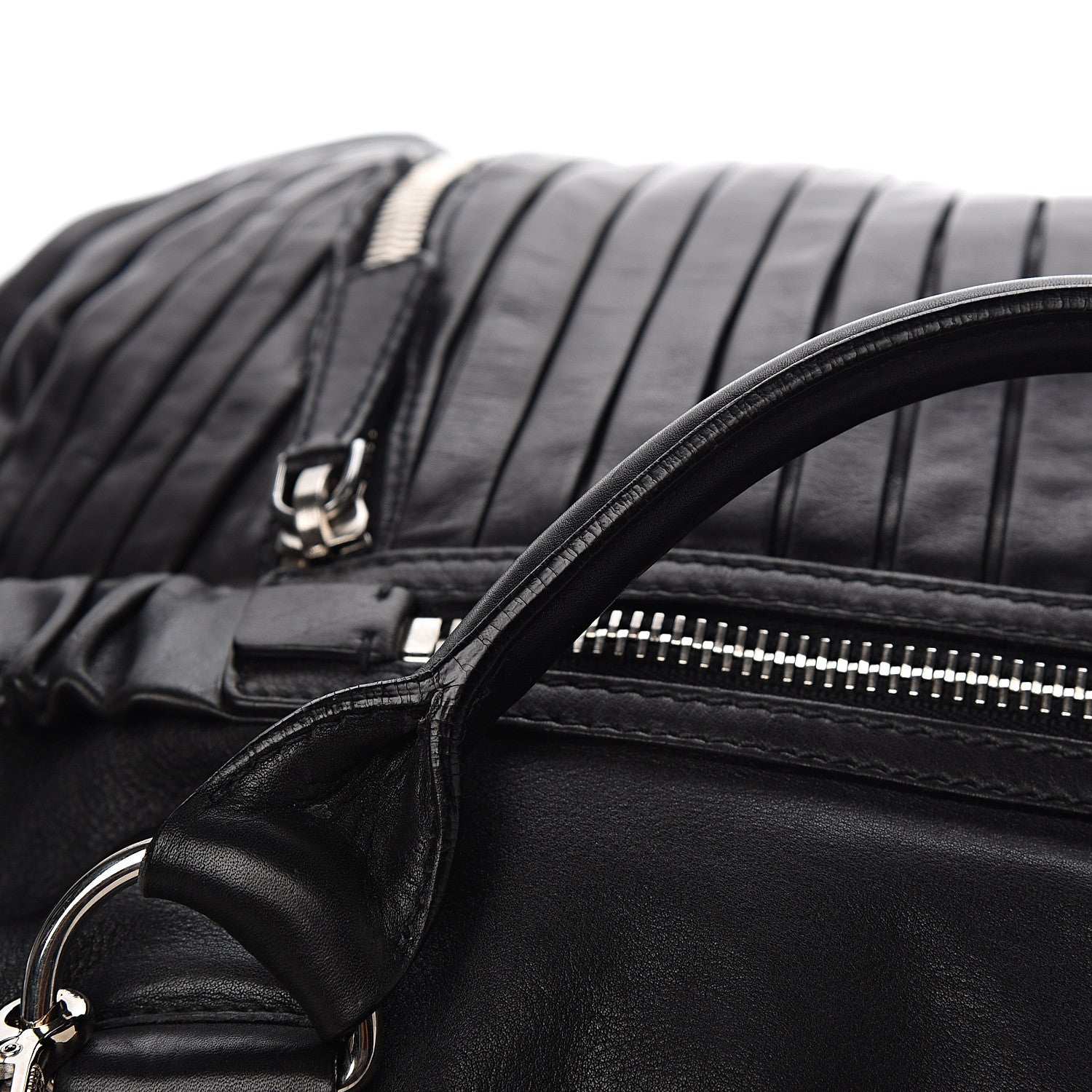 Miu Miu Nappa Plisse Zip Satchel Black 9 of 11