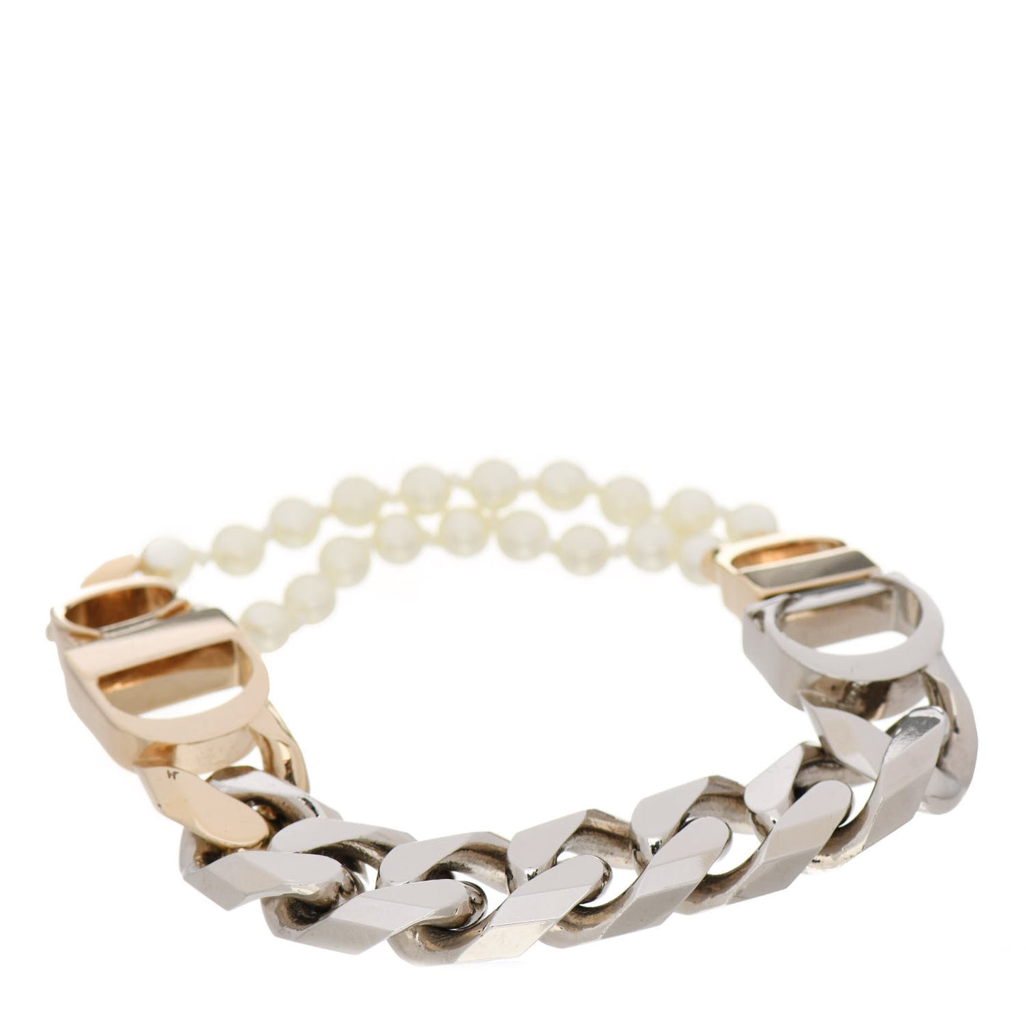 Metal Pearl CD Bracelet L Gold Silver