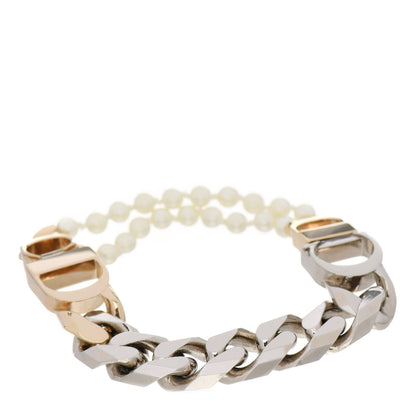 Christian Dior Metal Pearl CD Bracelet L Gold Silver 1 of 4