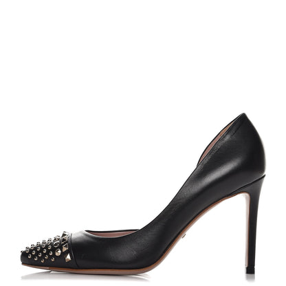 Gucci Calfskin Studded Cap Toe D'Orsay Pumps 35.5 Black 1 of 10
