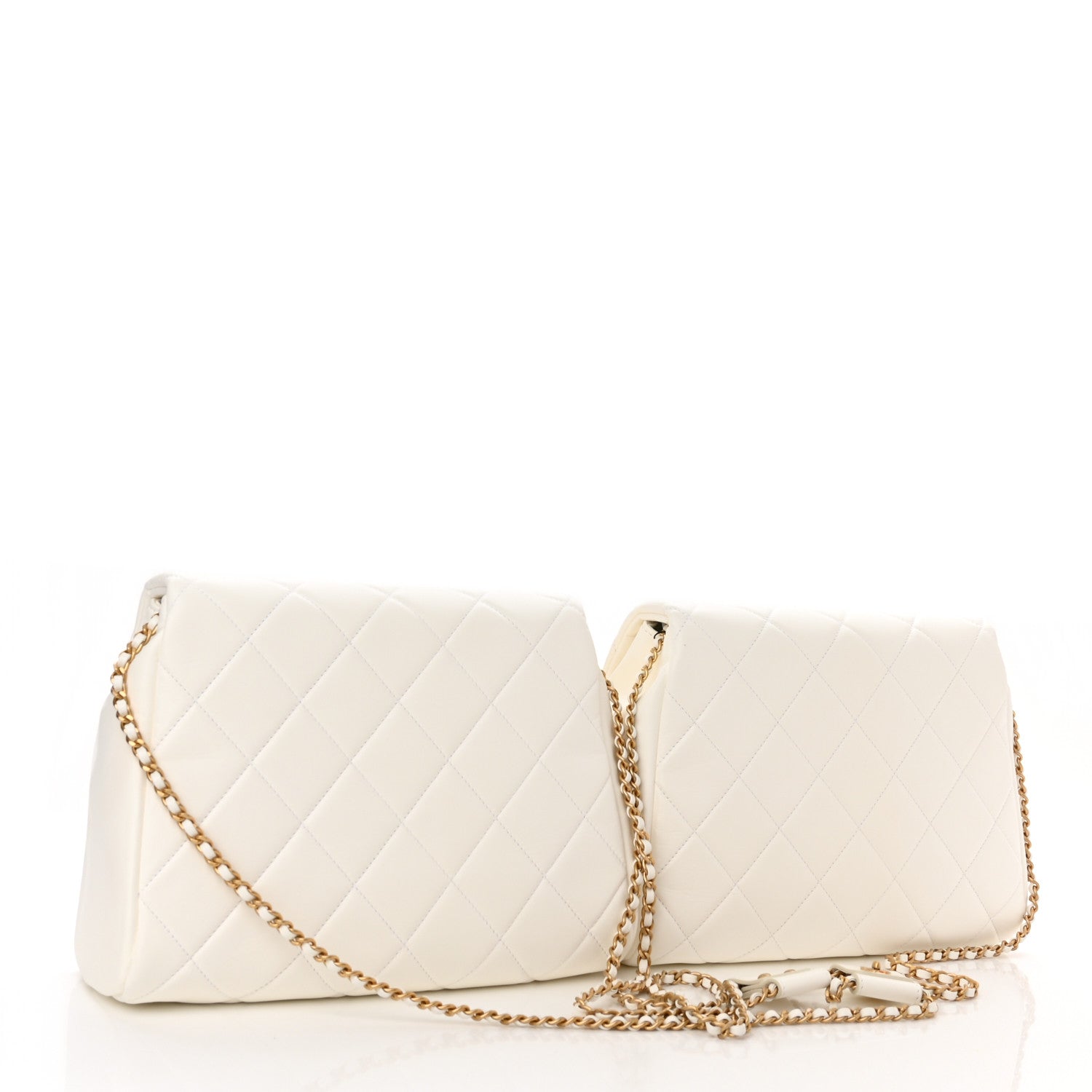 Chanel Lambskin Quilted Large Side-Packs White 3 of 12