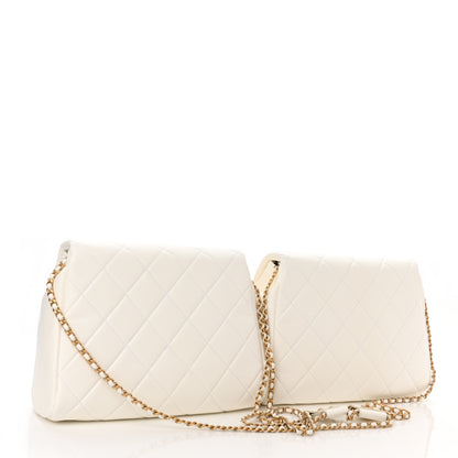 Chanel Lambskin Quilted Large Side-Packs White 3 of 12