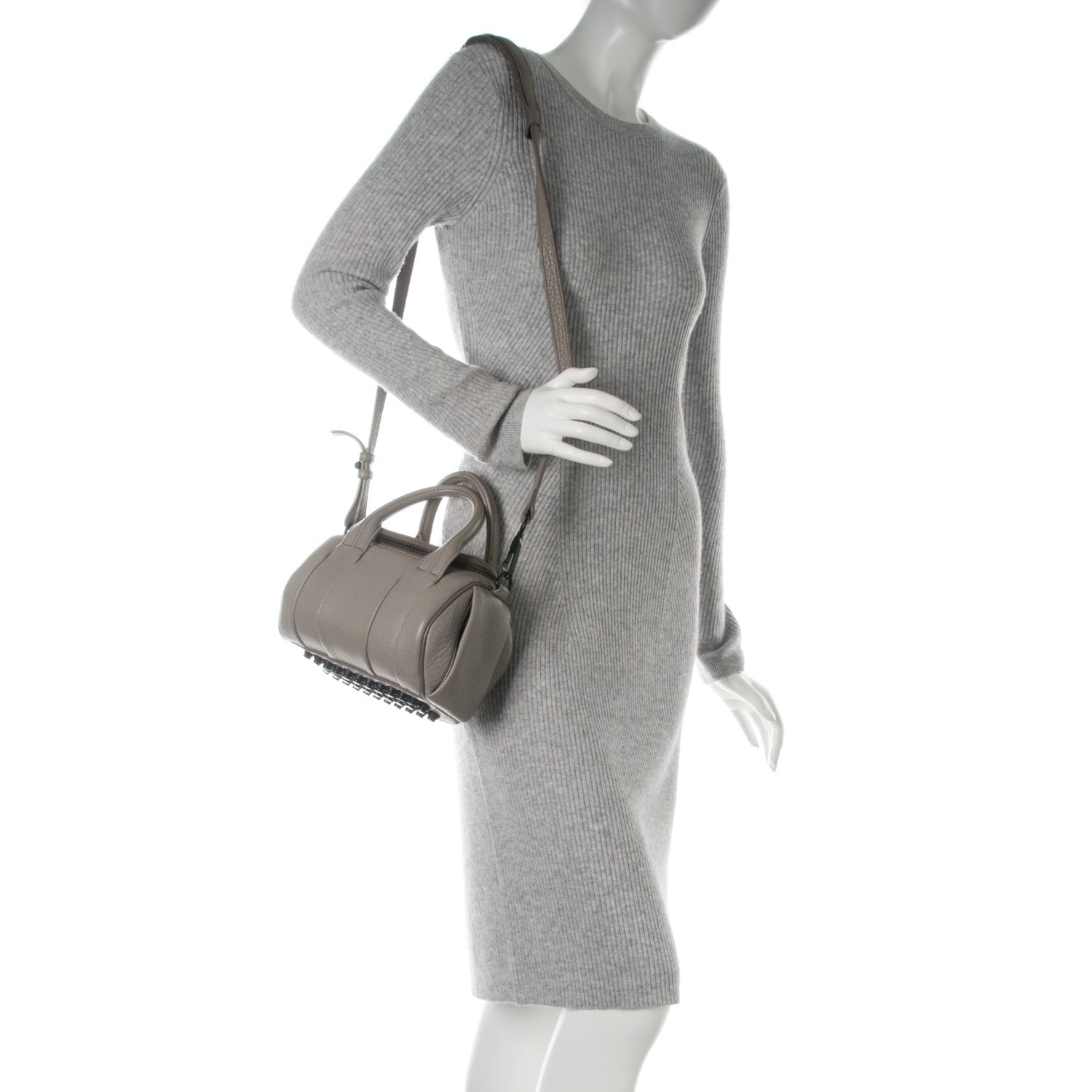Alexander Wang Pebbled Lambskin Mini Rockie Gray Matte Black Hardware 2 of 7