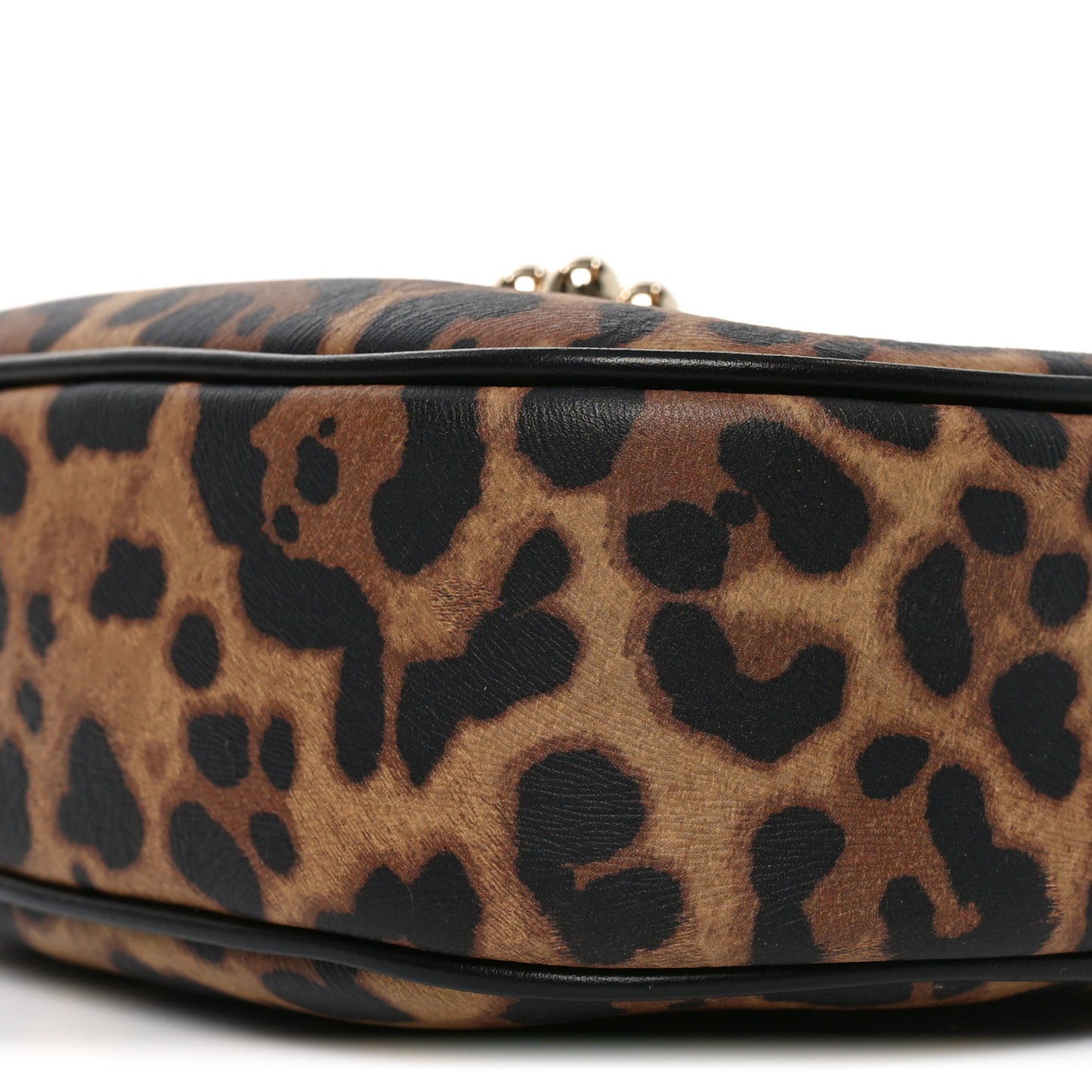 Calfskin Leopard Print Mini Carasky Shoulder Bag Black
