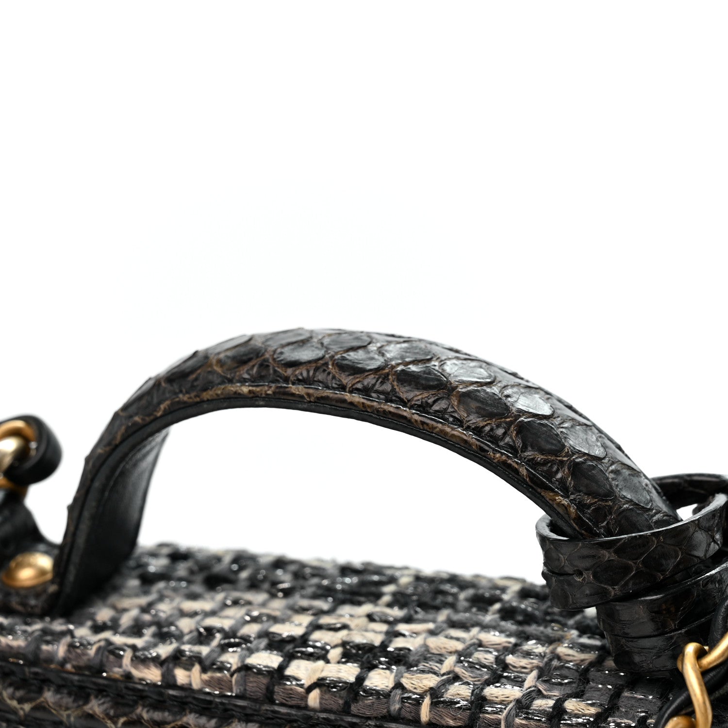 Chanel Tweed Snakeskin Quilted Medium CC Filigree Vanity Case Dark Navy 12 of 14