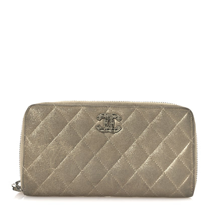 Chanel Iridescent Lambskin Quilted CC Long Zipped Wallet Gold 1 of 12