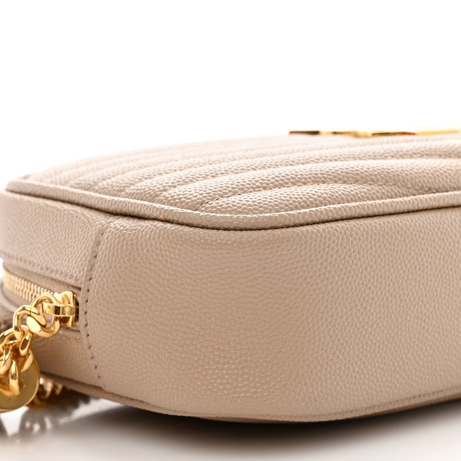 Saint Laurent Grain De Poudre Matelasse Monogram Mini Lou Camera Bag Dark Beige 9 of 11