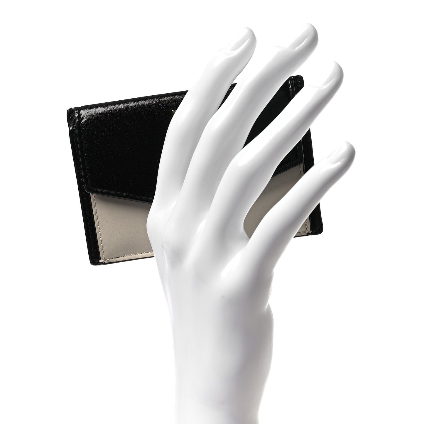 Calfskin Uptown Monogram Card Case Black Crema