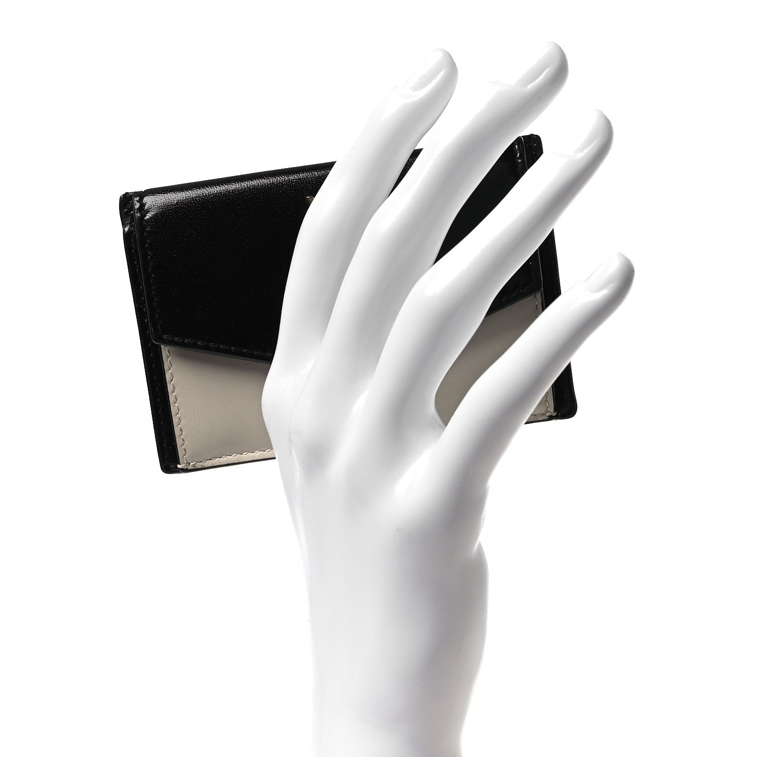 Saint Laurent Calfskin Uptown Monogram Card Case Black Crema 2 of 7