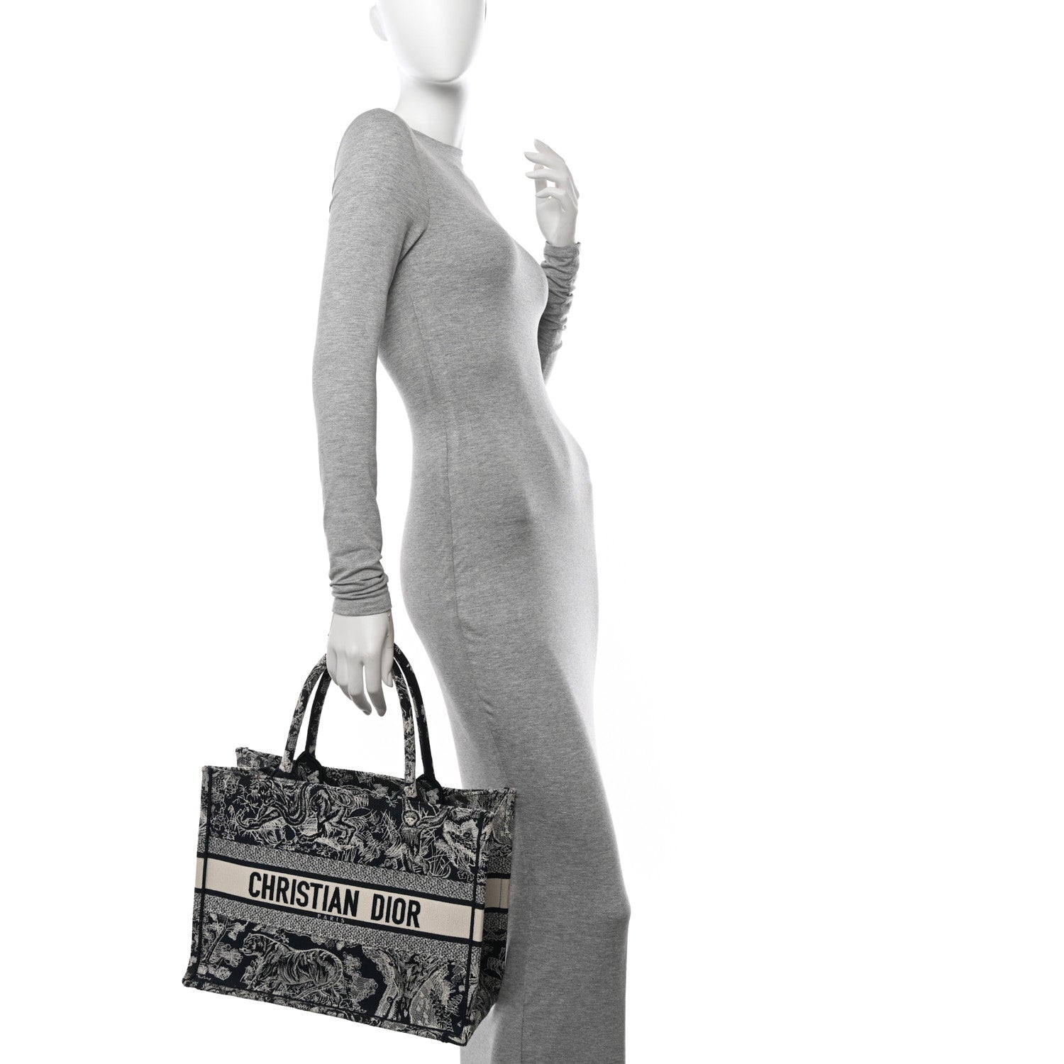Christian Dior Canvas Embroidered Medium Toile De Jouy Reverse Book Tote Blue 2 of 13