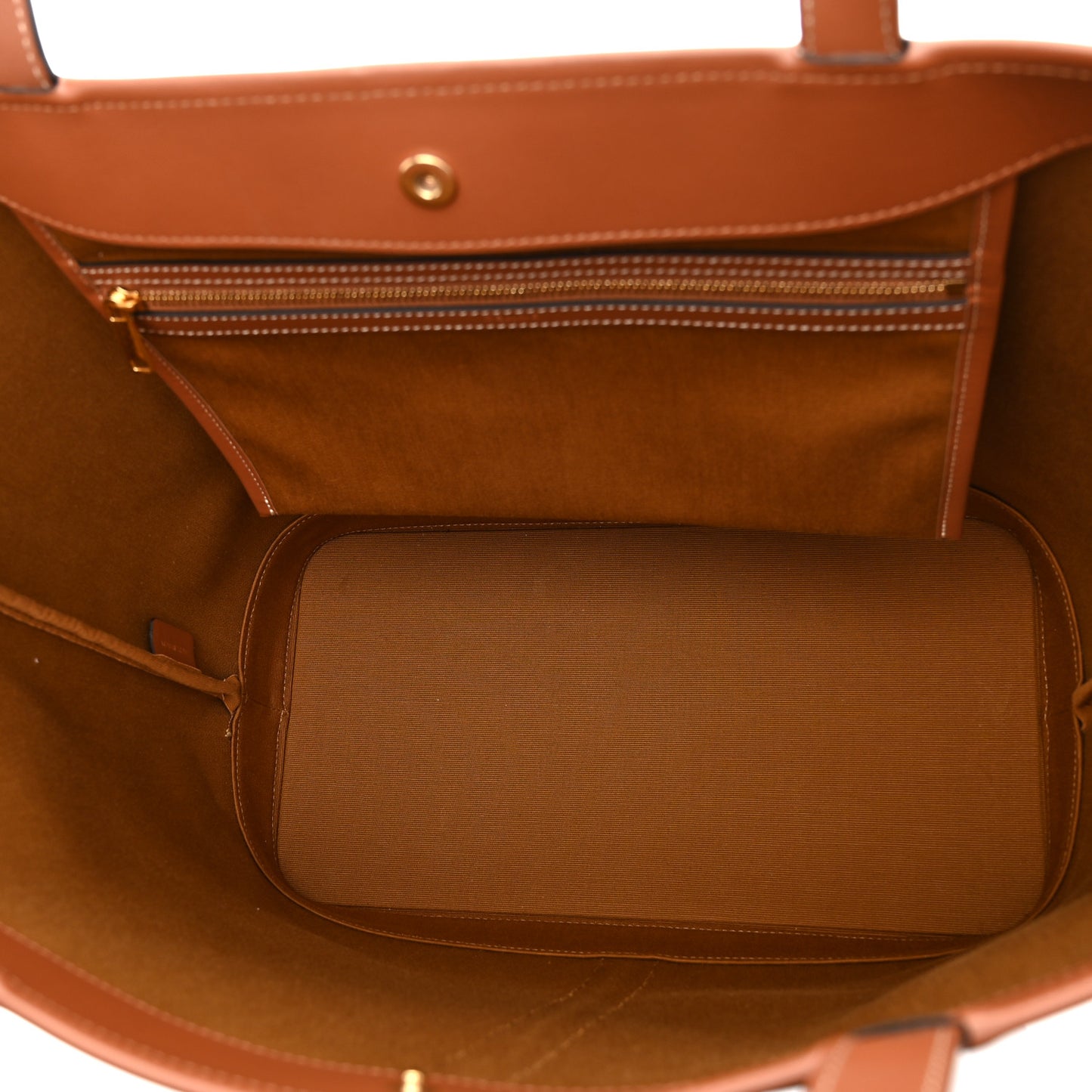 Triomphe Canvas Calfskin Medium Cabas Bag Tan