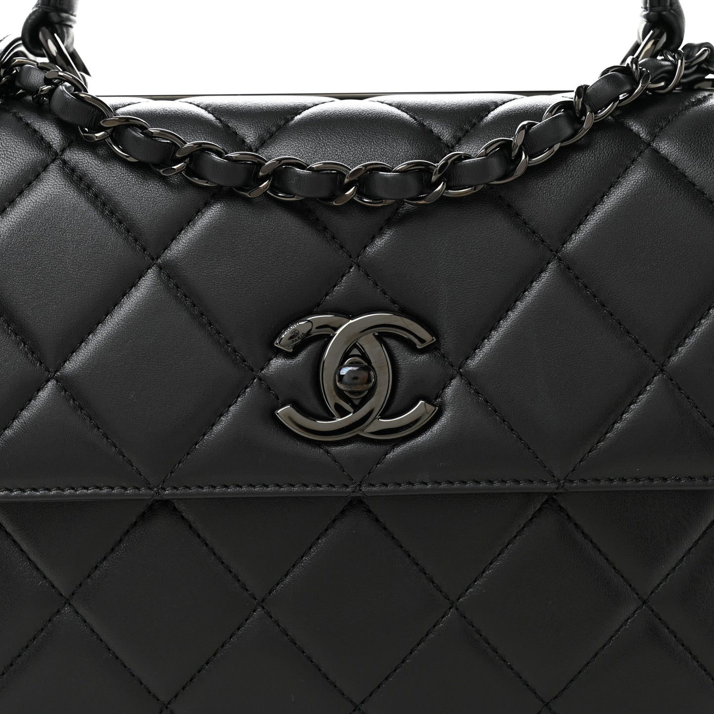 Lambskin Quilted Small Trendy CC Dual Handle Flap Bag So Black
