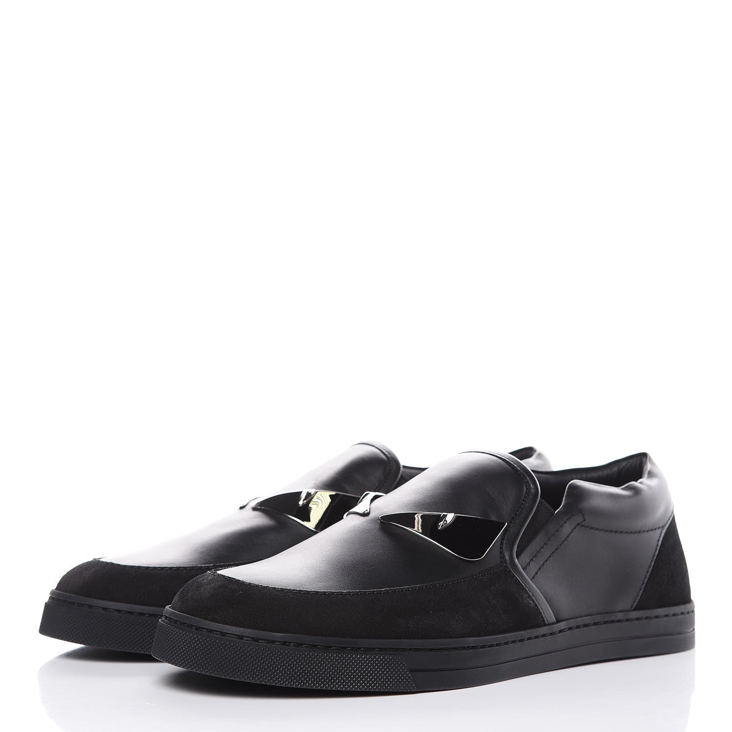 Fendi Vitello Monster Eyes Mens Slip On Sneakers 6 Black 3 of 8