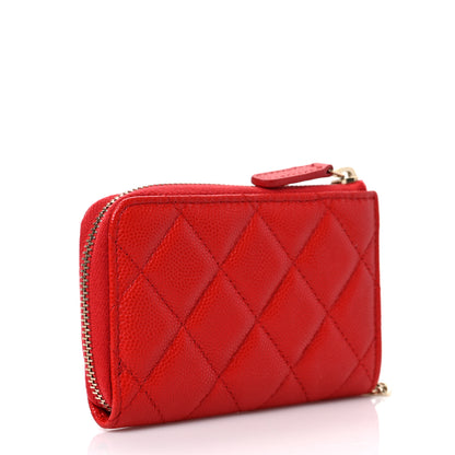 Chanel Caviar Quilted Zipped Key Holder Case Red 3 of 7