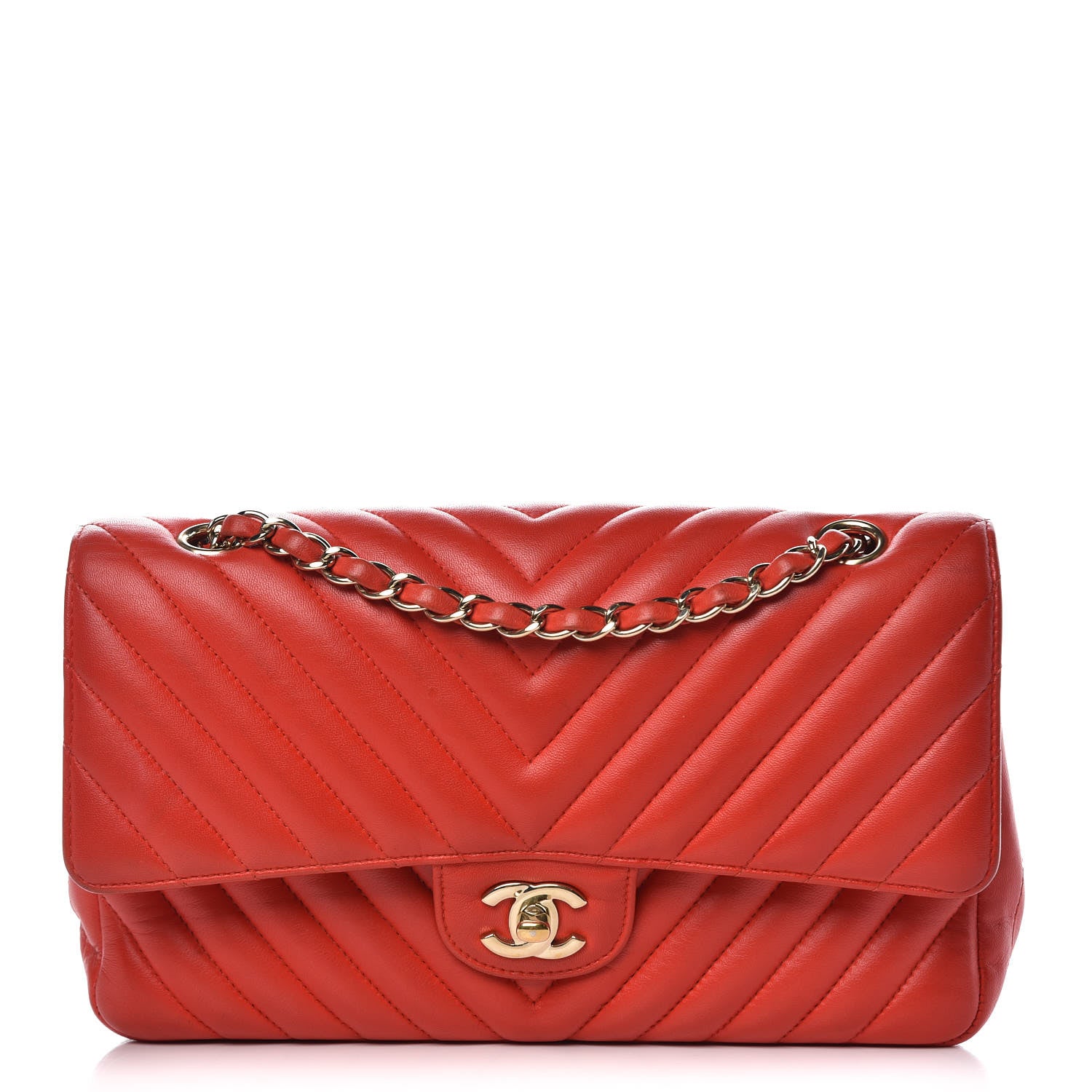 Chanel Lambskin Chevron Quilted Medium Double Flap Dark Red 1 of 13