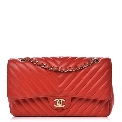 Chanel Lambskin Chevron Quilted Medium Double Flap Dark Red 1 of 13