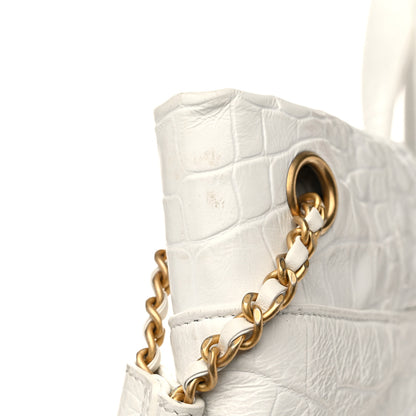 Chanel Calfskin Crocodile Embossed Large Cocodile Shopping Tote White 11 of 12