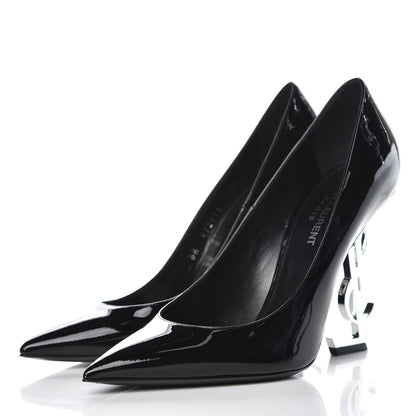 Saint Laurent Patent Opyum 100 Pumps 38 Black Silver 3 of 9