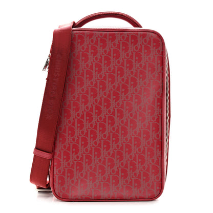 Christian Dior Calfskin Oblique Galaxy Perforated Marsupio World Tour Pelle Sling Red White 1 of 16