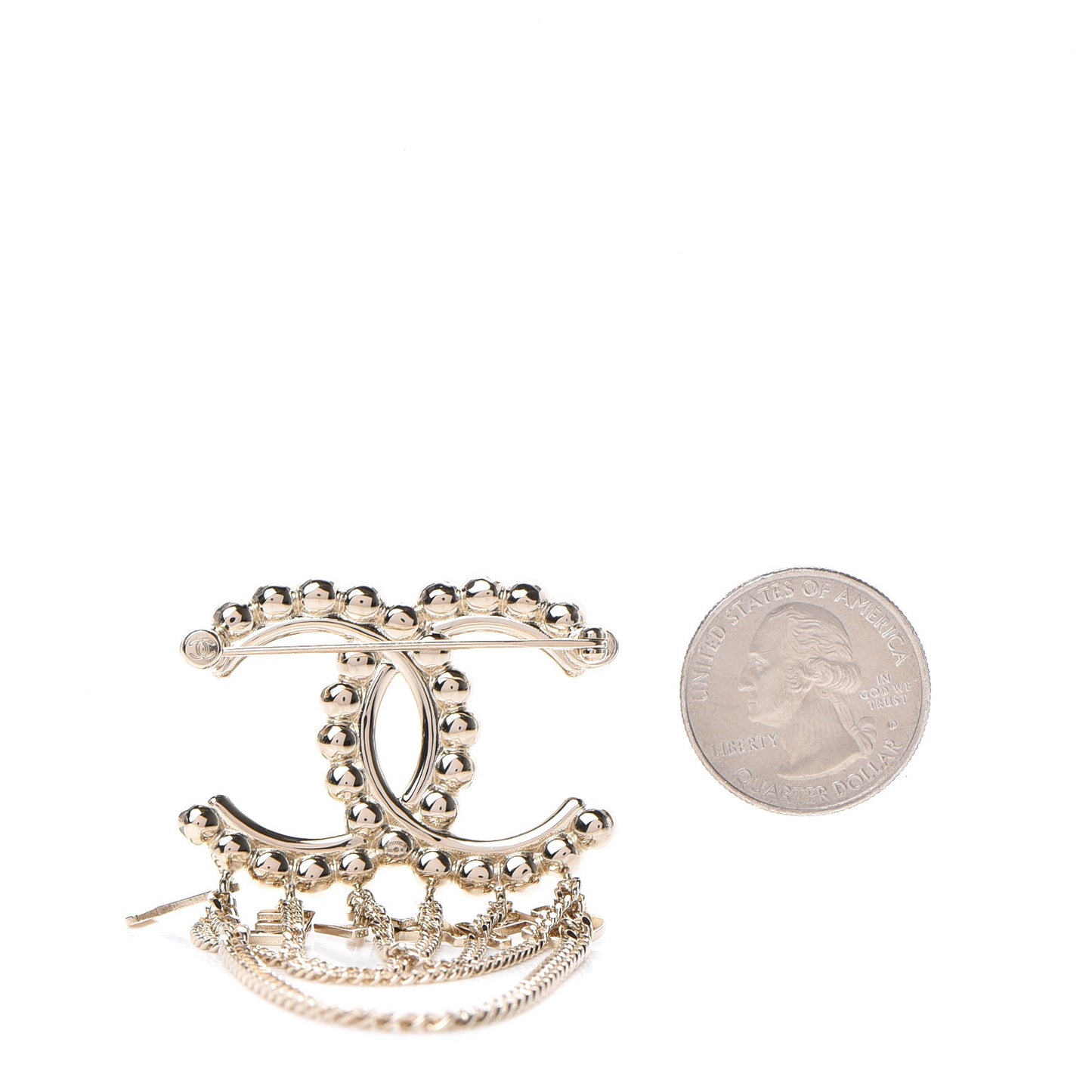 Metal Crystal Bow-tiful CC Chain Brooch Gold