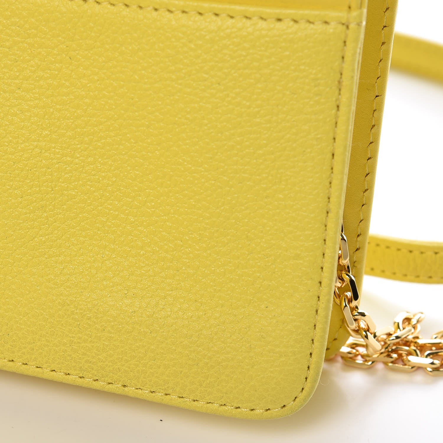 MCM Calfskin Chain Wallet Yellow 10 of 20