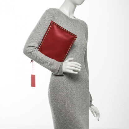 Valentino Garavani Vitello Large Rockstud Zip Pouch Red 2 of 6