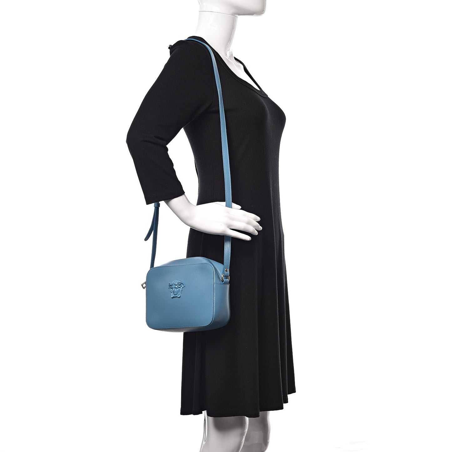 Calfskin Palazzo Medusa Camera Bag Blue