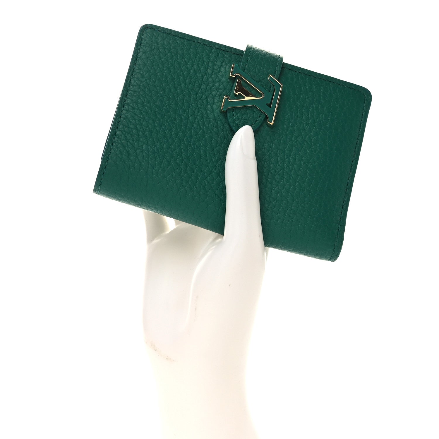 Louis Vuitton Taurillon Capucines Vertical Compact Wallet Green 2 of 7