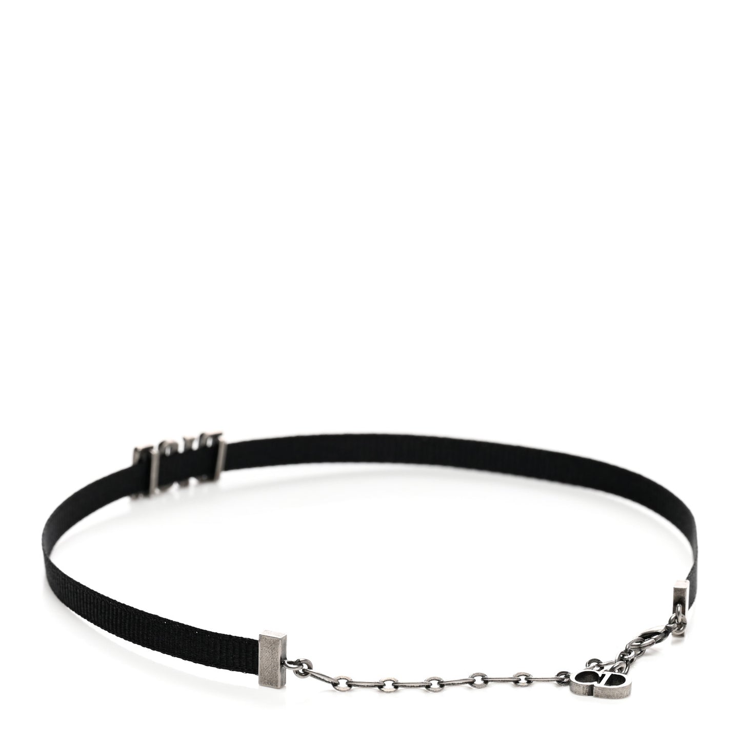 Grosgrain Ribbon Dior Logo Choker Necklace Black