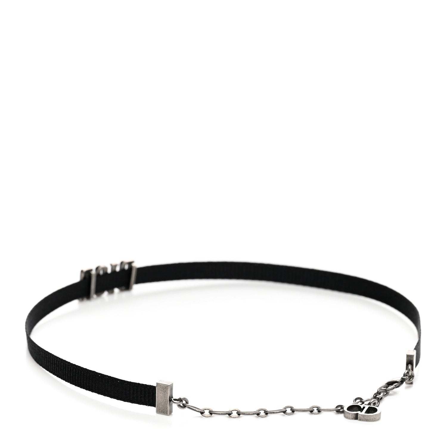 Christian Dior Grosgrain Ribbon Dior Logo Choker Necklace Black 3 of 5