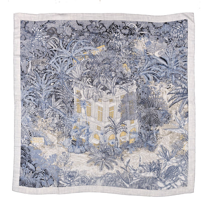 Hermes Cashmere Silk Faubourg Tropical Shawl 140 Gris Chine Encre 1 of 5