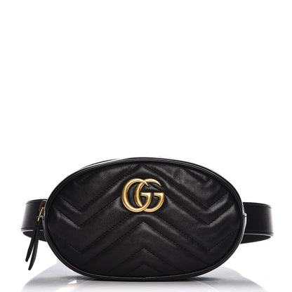 Gucci Calfskin Matelasse GG Marmont Belt Bag 75 30 Black 1 of 9