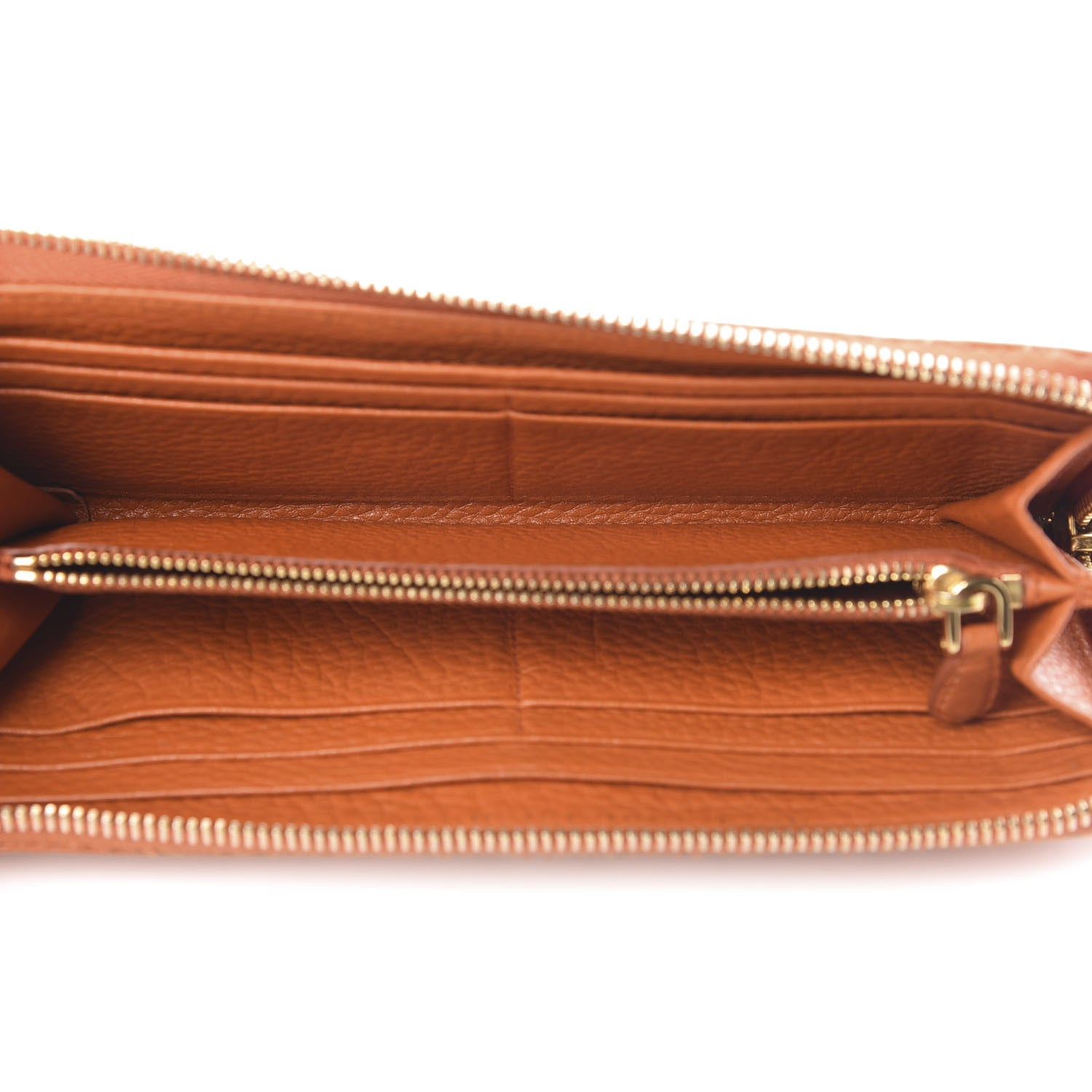 Prada Vitello Daino 2/3 Zip Continental Wallet Papaya 5 of 17