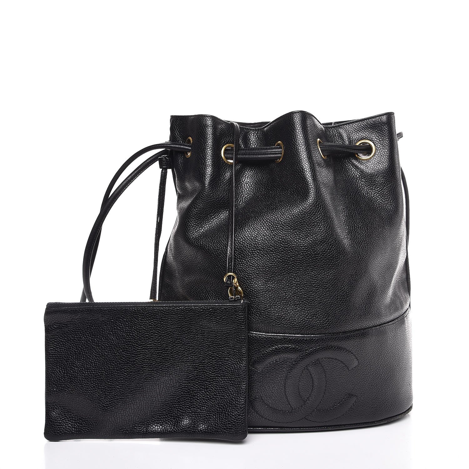 Chanel Caviar CC Drawstring Shoulder Bag Black 1 of 6