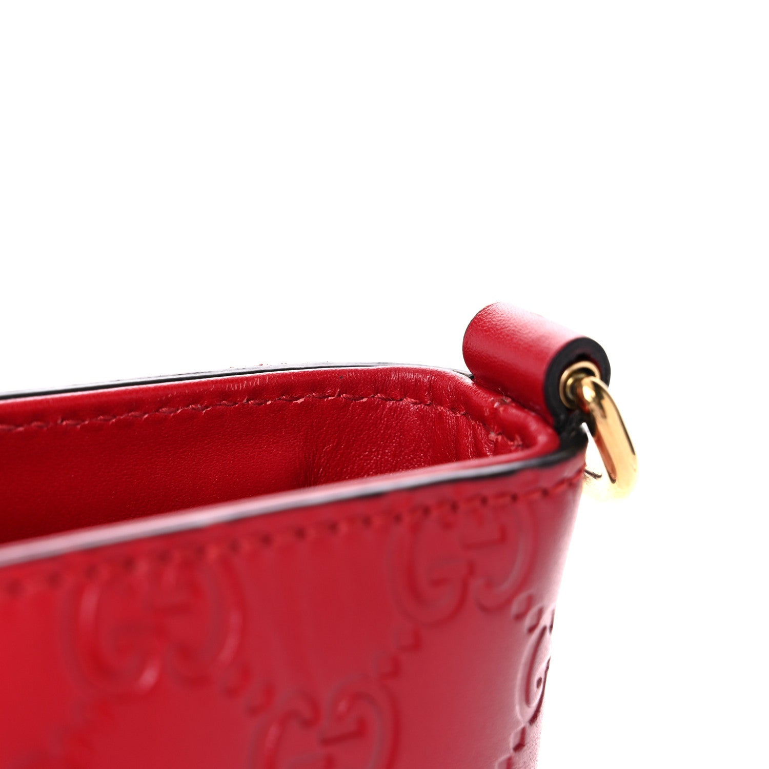 Gucci Guccissima Small Zippered Bucket Tote Hibiscus Red 16 of 20