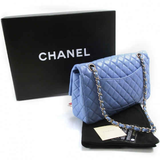 Lambskin Valentine Charms Medium Flap Baby Blue