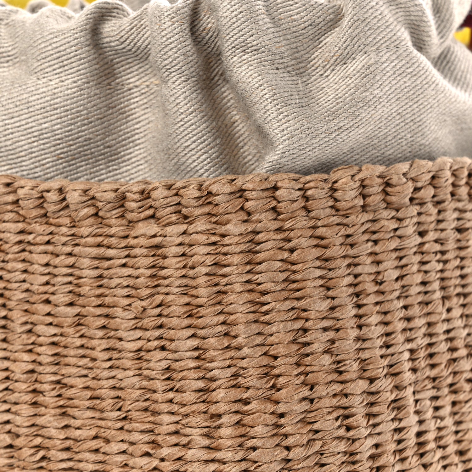 Chloe Natural Woven Fiber Small Woody Basket Yellow Beige 8 of 11