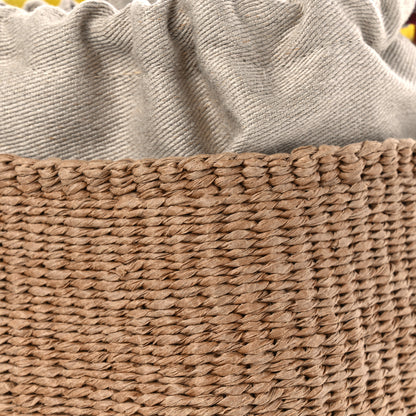 Chloe Natural Woven Fiber Small Woody Basket Yellow Beige 8 of 11