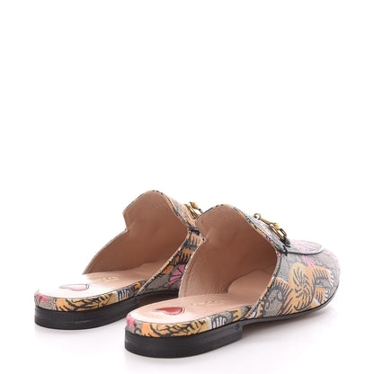 Gucci GG Supreme Monogram Bengal Womens Princetown Slippers 36 Beige Crop Pink 4 of 9