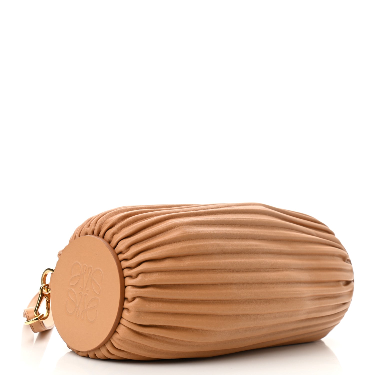 Loewe Lambskin Pleated Bracelet Pouch Shoulder Bag Warm Desert 5 of 10