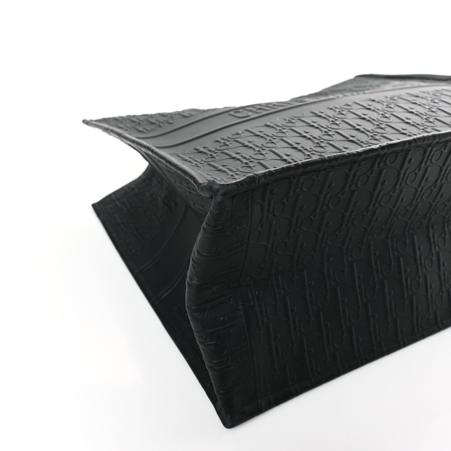 Oblique Calfskin Embossed Large Book Tote Black
