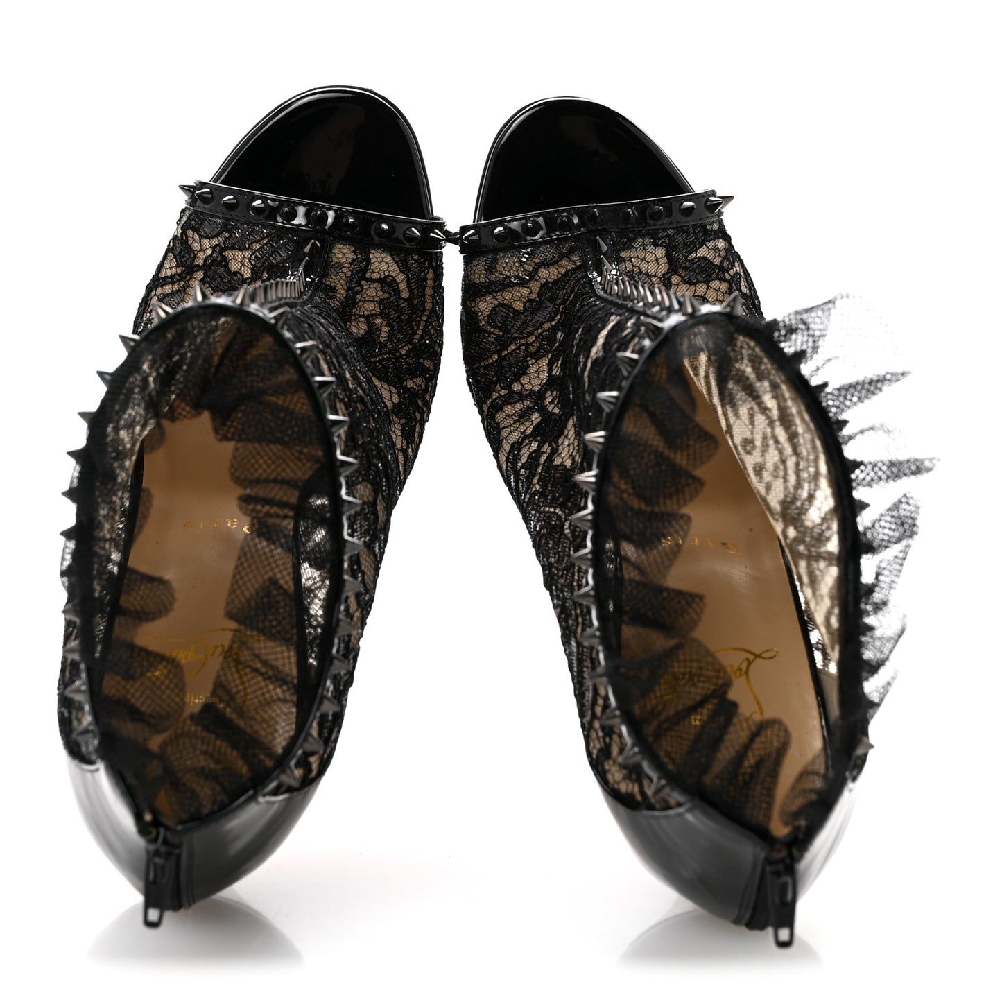 Lace Patent Pigalle 100 Booties 38 Black