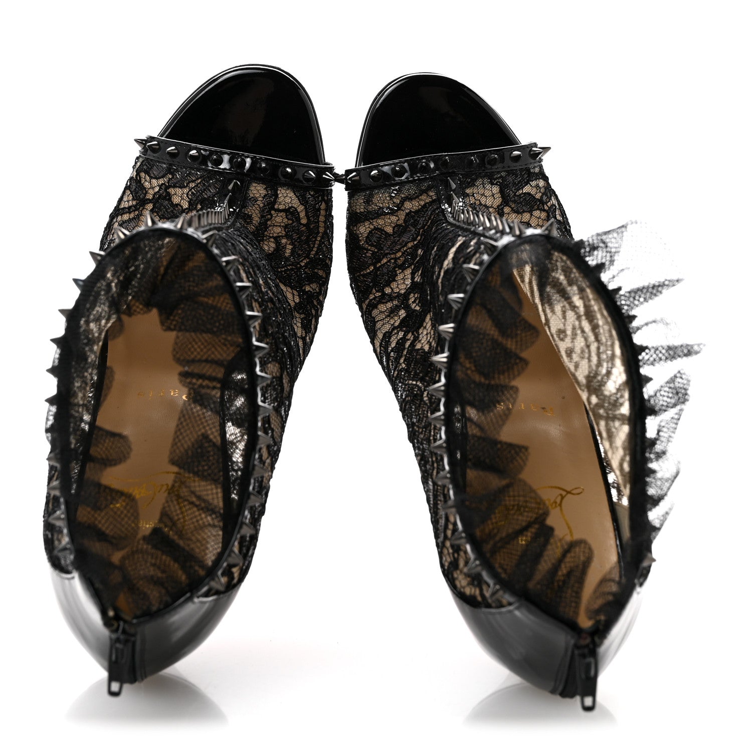 Christian Louboutin Lace Patent Pigalle 100 Booties 38 Black 2 of 9