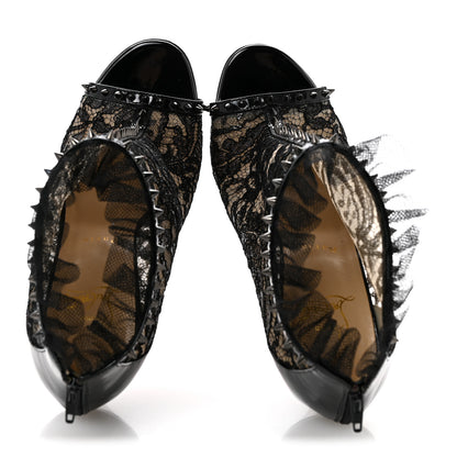 Christian Louboutin Lace Patent Pigalle 100 Booties 38 Black 2 of 9