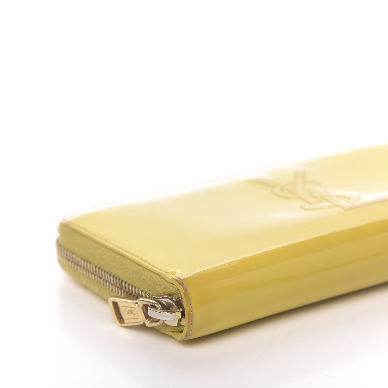 Saint Laurent Patent Calfskin Belle De Jour Zip Around Wallet Yellow 7 of 17