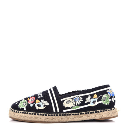 Fendi Knit Floral Embroidered Espadrille 39 Black Multicolor 1 of 9